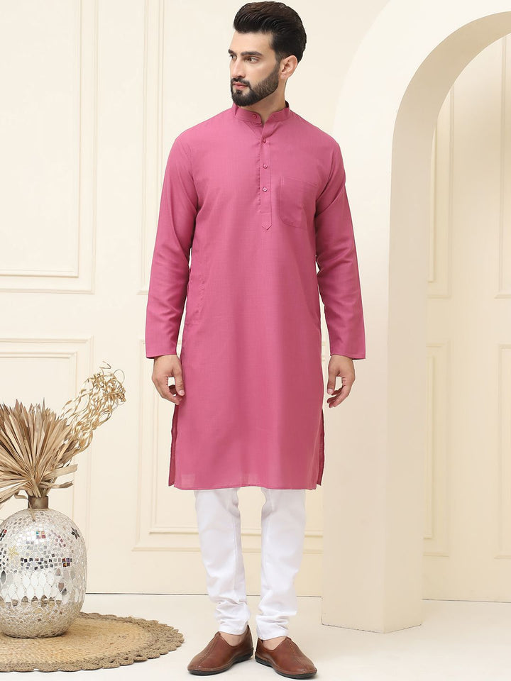 SOJANYA Kurta Lurus Linen Kapas Kolar Mandarin dengan Piyama