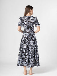 SANSKRUTIHOMES Women Fit & Flare Puff Sleeves Midi Dress