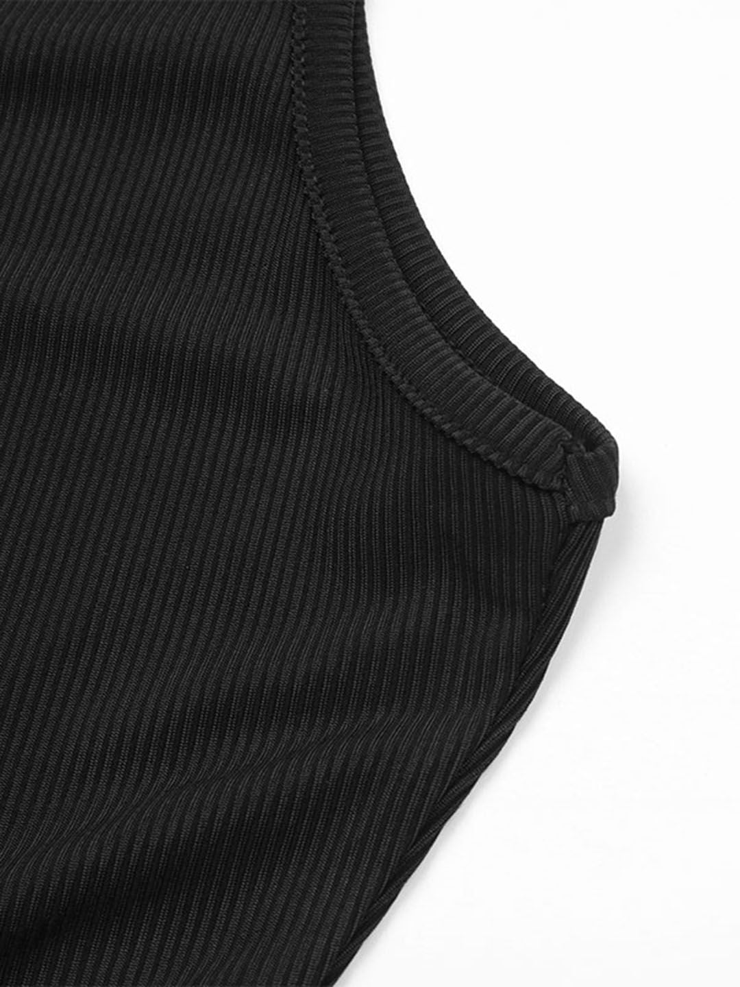 DressBerry Ribbed Cut-Out Detail One-Shoulder Slim Fit Jumpsuit