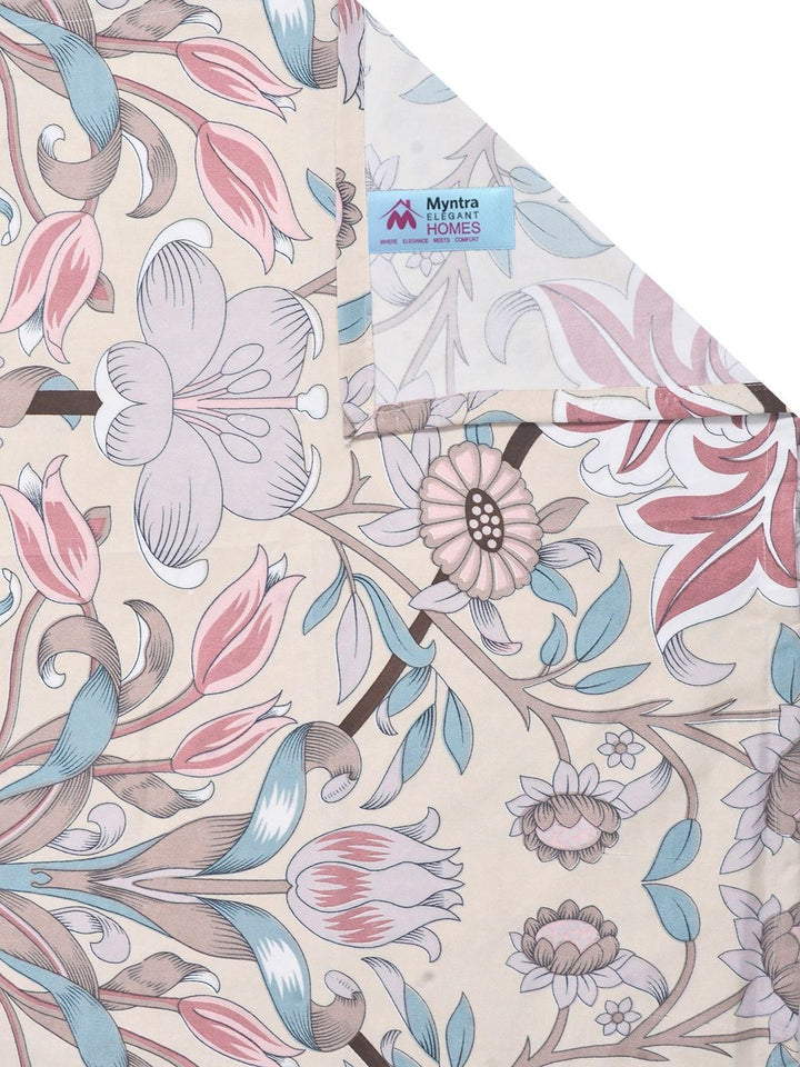 Myntra Elegant Homes Multicoloured Floral 300 TC Bedsheet with 2 Pillow Covers