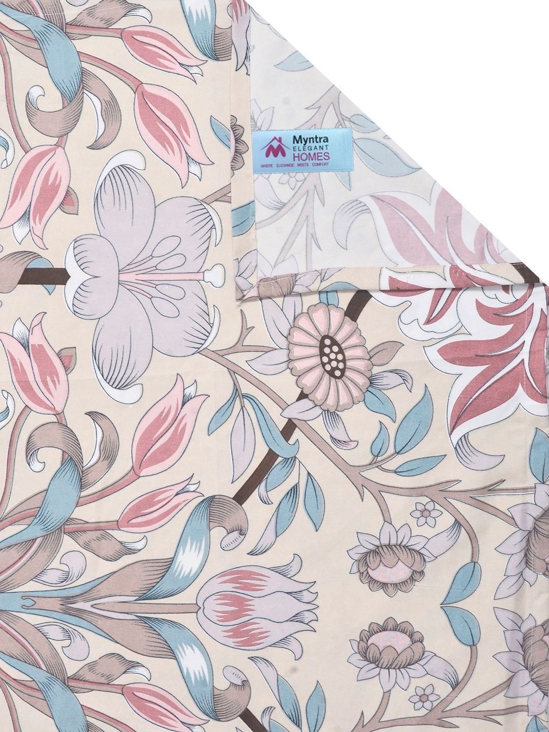 Myntra Elegant Homes Multicoloured Floral 300 TC Bedsheet with 2 Pillow Covers