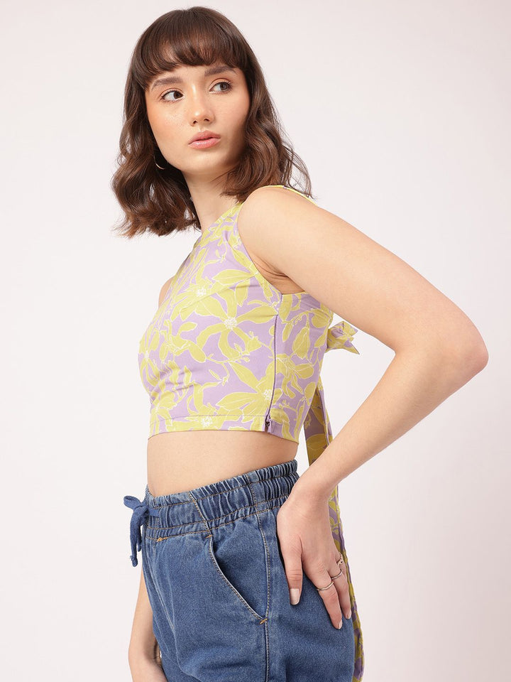 DressBerry Bow Chic Floral Print Crop Top