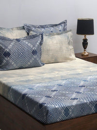 BOMBAY DYEING Urban Living Grey Printed Cotton 400 TC King Bedsheet with 4 Pillow Covers