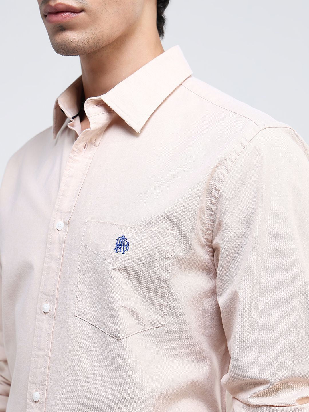RARE RABBIT Men Comfort Spread Collar Solid Cotton Formal Shirt