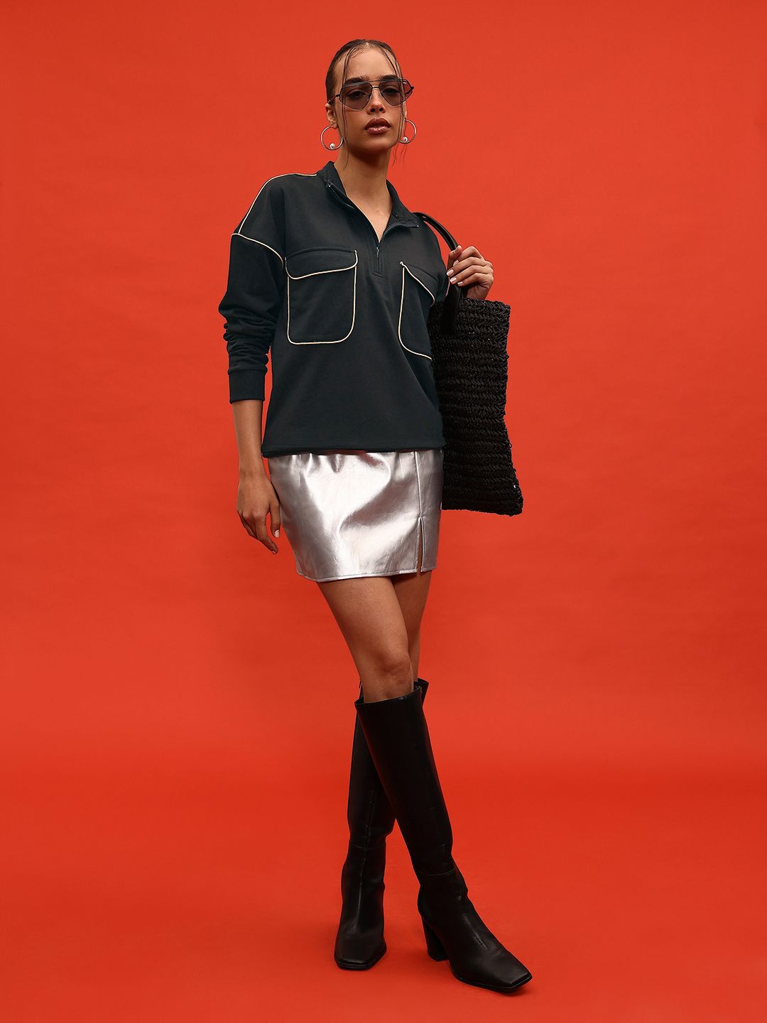DressBerry Contrast Detail Sweatshirt