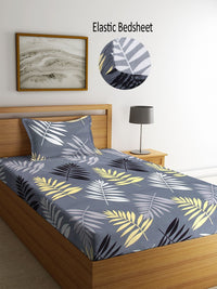 Myntra Elegant Homes Grey Floral 300 TC Single Bedsheet with 1 Pillow Covers