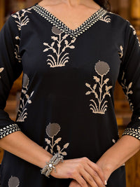 KALINI Ethnic Motifs Printed Sequinned Straight Kurta With Trousers & Dupatta
