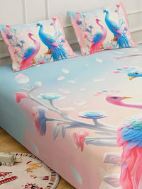 KLOTTHE Pink Ethnic Motifs Printed 400 TC King Superfine Bedsheets