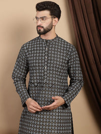 Motif Etnik Anouk Bercetak Kolar Mandarin Kurta Lurus Biasa Dengan Churidar