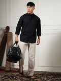 Eszett Mandarin Collar Pure Cotton Casual Shirt