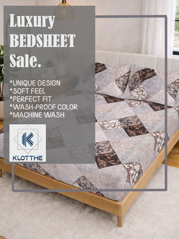 KLOTTHE Coklat Geometri Bercetak 300 TC Cadar King