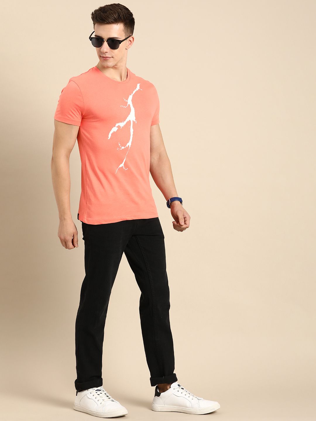 Being Human Pure Cotton Abstract Printed Casual T-shirt