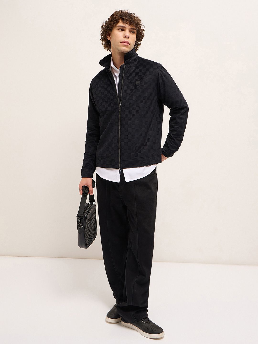THE BEAR HOUSE Men Checked Lightweight Outdoor Open Front Jacket