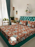 Myntra Elegant Homes Rust Ethnic Motifs 300 TC King Bedsheet with 2 Pillow Covers