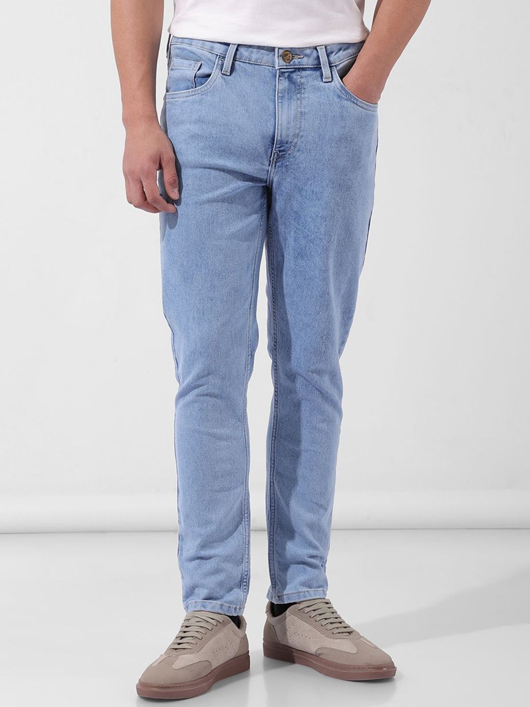 The Indian Garage Co Men Slim Fit Cotton Mid-Rise Stretchable Jeans