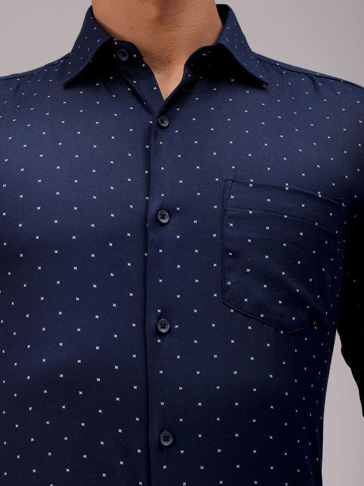 The Indian Garage Co. X Luxe Men Cutaway Collar Micro Ditsy Printed Slim Fit Formal Shirt