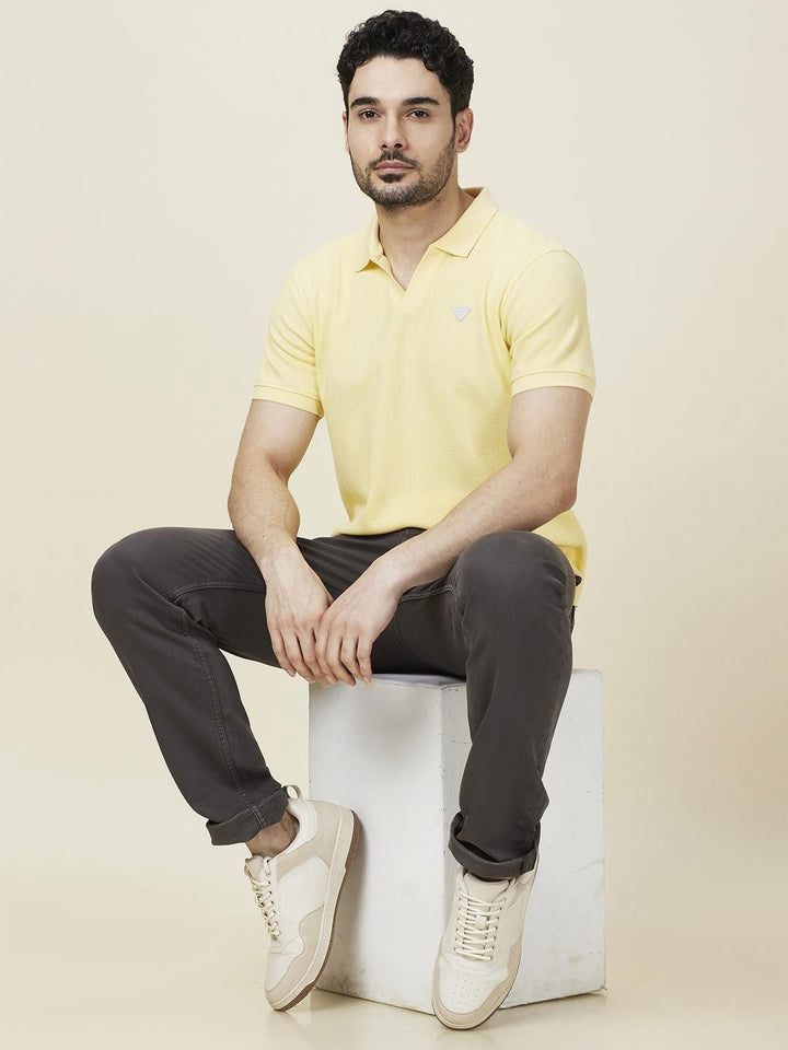 Being Human Men Self Design Polo Collar Slim Fit T-shirt