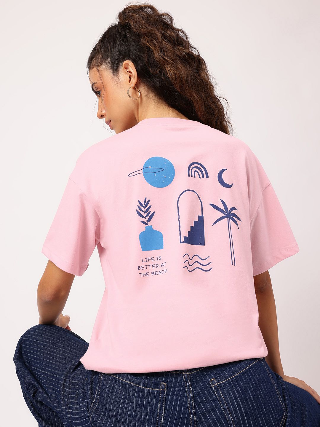 DressBerry Vacay Mode On Printed Tropical Print Relaxed T-Shirt