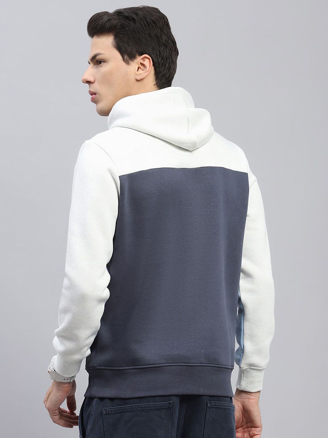 Monte Carlo Men Colourblocked Hooded Cotton Sweatshirt