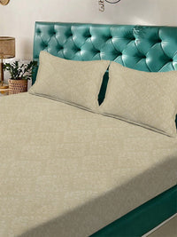 Myntra Elegant Homes Beige Floral 300 TC King Bedsheet with 2 Pillow Covers
