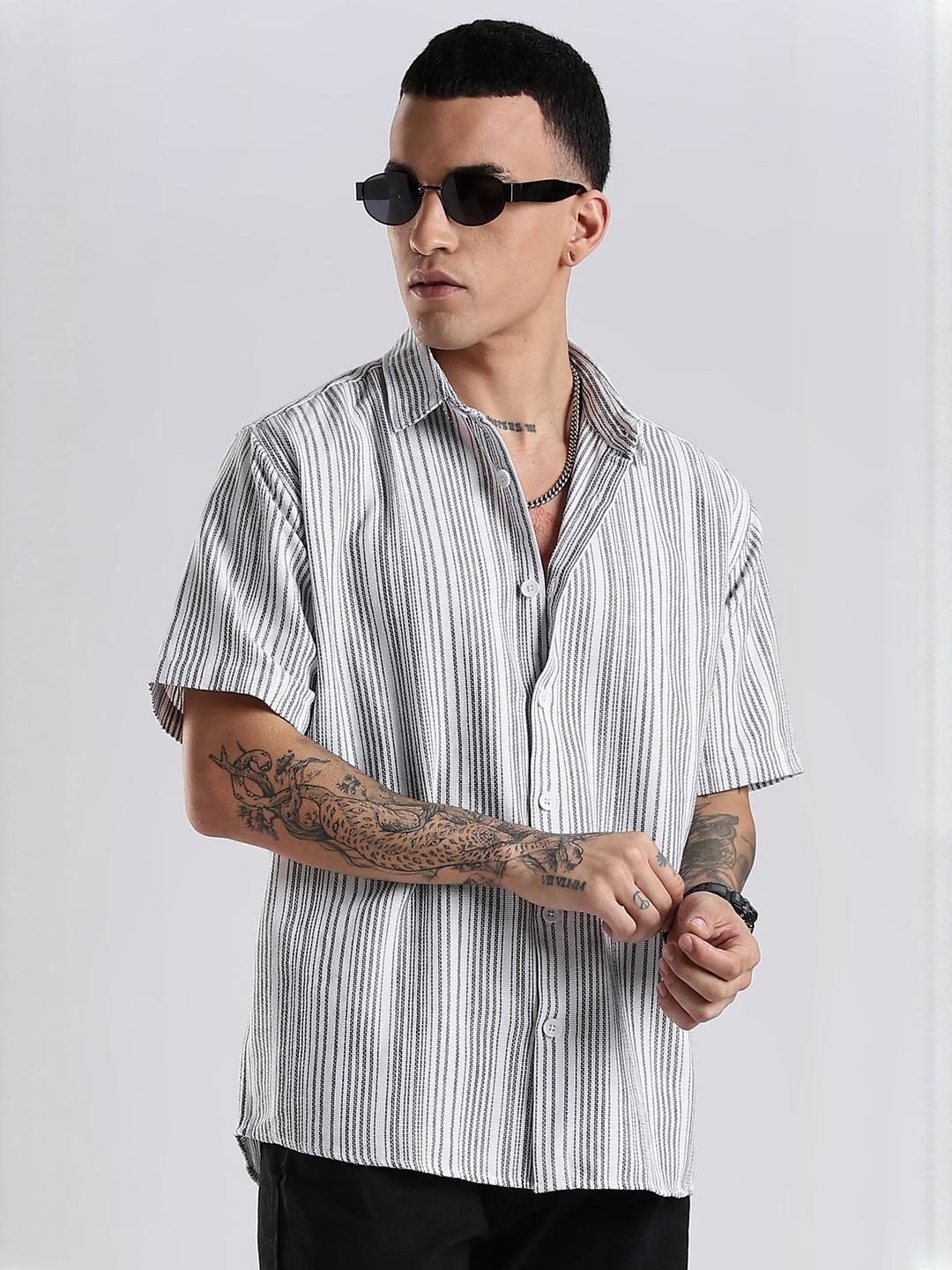 ADRO Comfort Striped Cotton Oversized Casual Shirt
