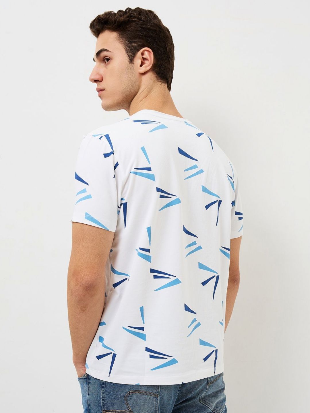 SPYKAR Men Abstract Printed Round Neck Cotton Slim Fit T-shirt