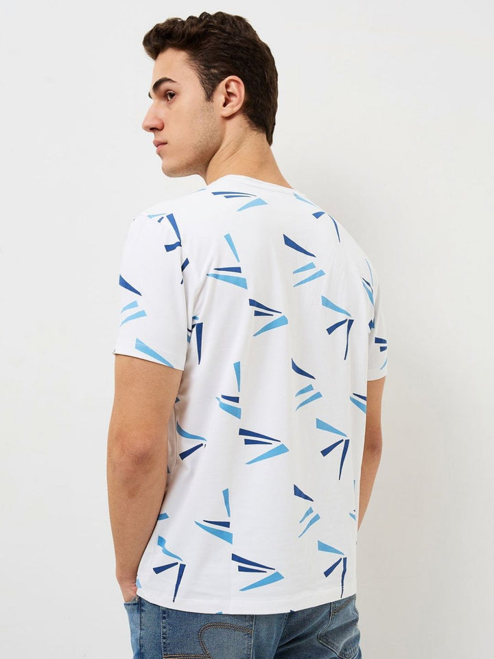 SPYKAR Men Abstract Printed Round Neck Cotton Slim Fit T-shirt