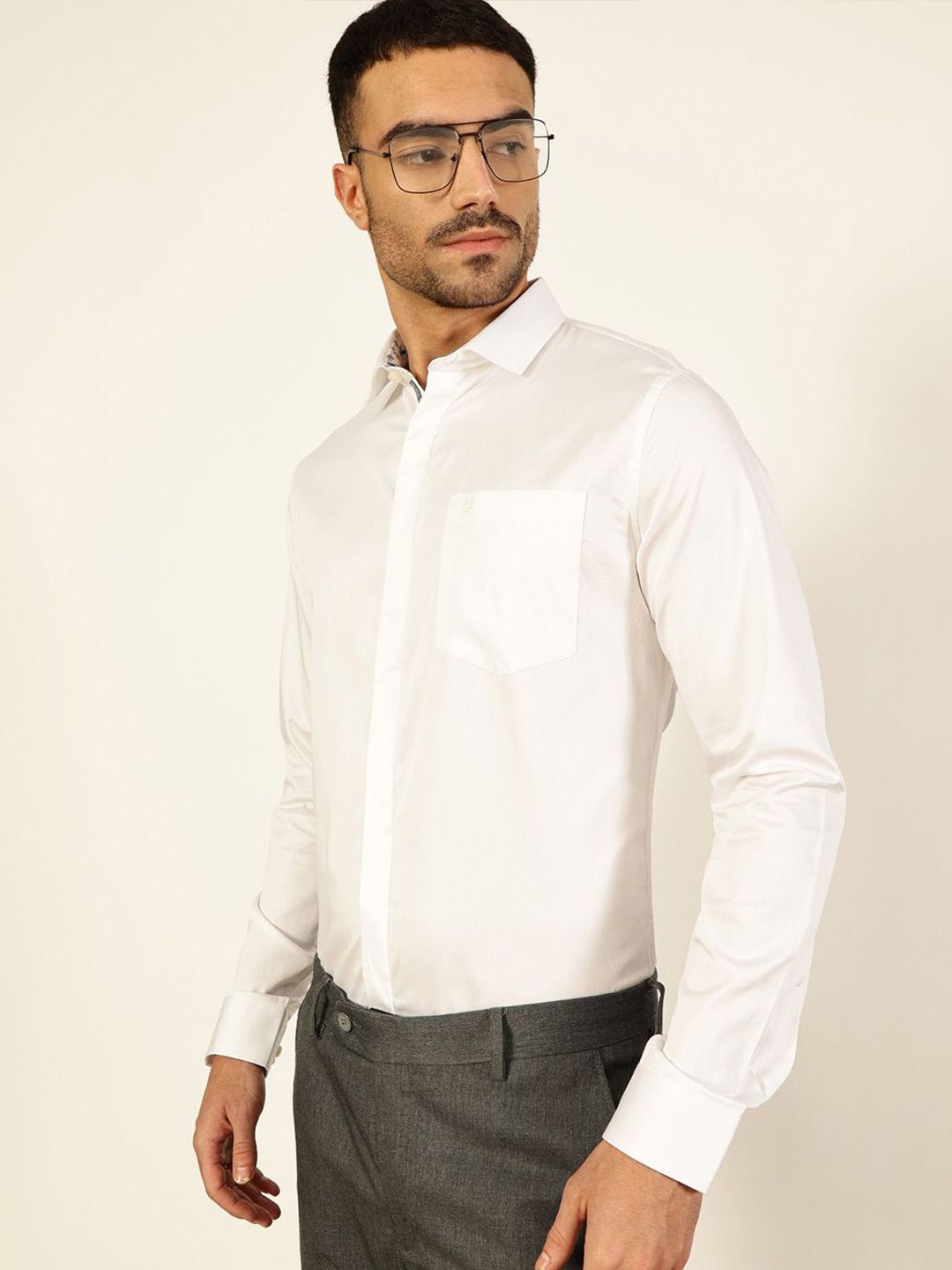 Thomas Scott Men Premium Cutaway Collar Solid Cotton Formal Shirt