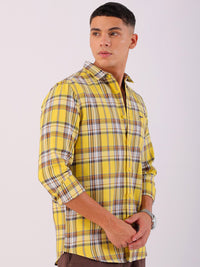 The Indian Garage Co Men Spread Collar Tartan Checks Checked Cotton Slim Fit Casual Shirt