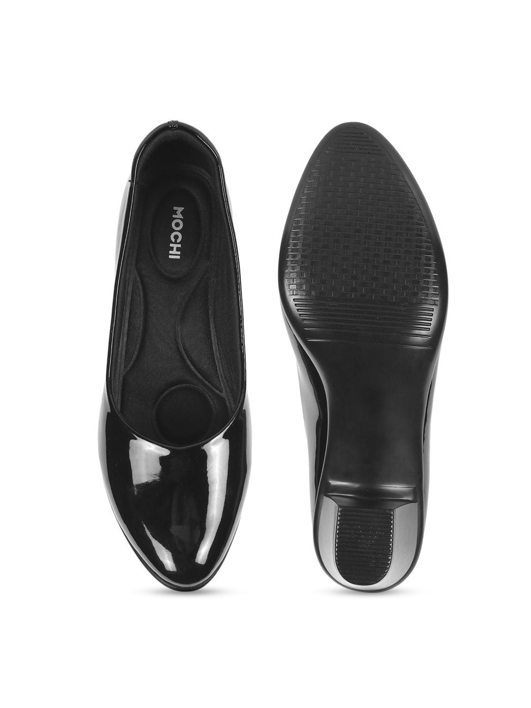 Mochi Round Toe Block Closed Back Pumps Heels