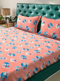 Buku Myntra Elegant Homes Lipat Kapas Perbualan Jingga 400 TC Cadar King Halus Dipasang dengan Sarung Bantal-98 x 89 inci