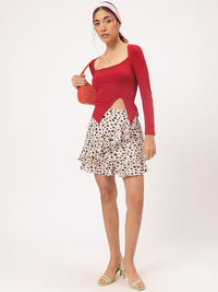DressBerry Crisp Contour Cut-Out Detail Square Neck Fitted Top