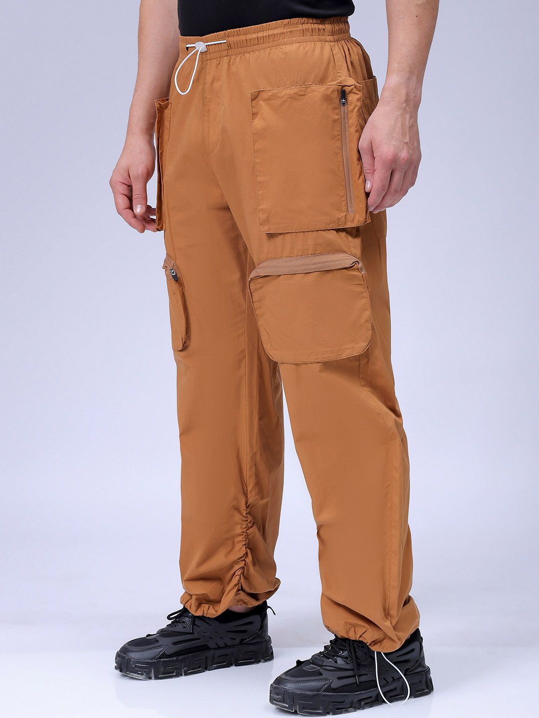 The Indian Garage Co Men Relaxed Fit Pure Cotton Utility Cargo Jogger