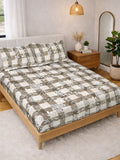 Myntra Elegant Homes Beige Floral 300 TC King Bedsheet with 2 Pillow Covers