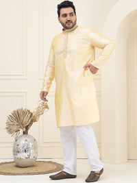 SOJANYA PLUS Woven Design Mandarin Collar Regular Straight Kurta with Pyjamas
