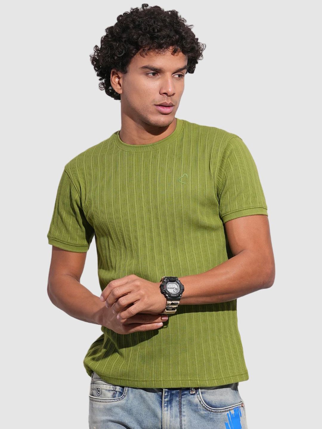 Being Human Men Striped Pockets Slim Fit T-shirt