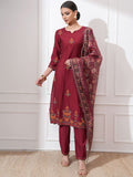 Vishudh Women Ethnic Motifs Embroidered Regular Thread Work Kurta with Trousers & With Dupatta