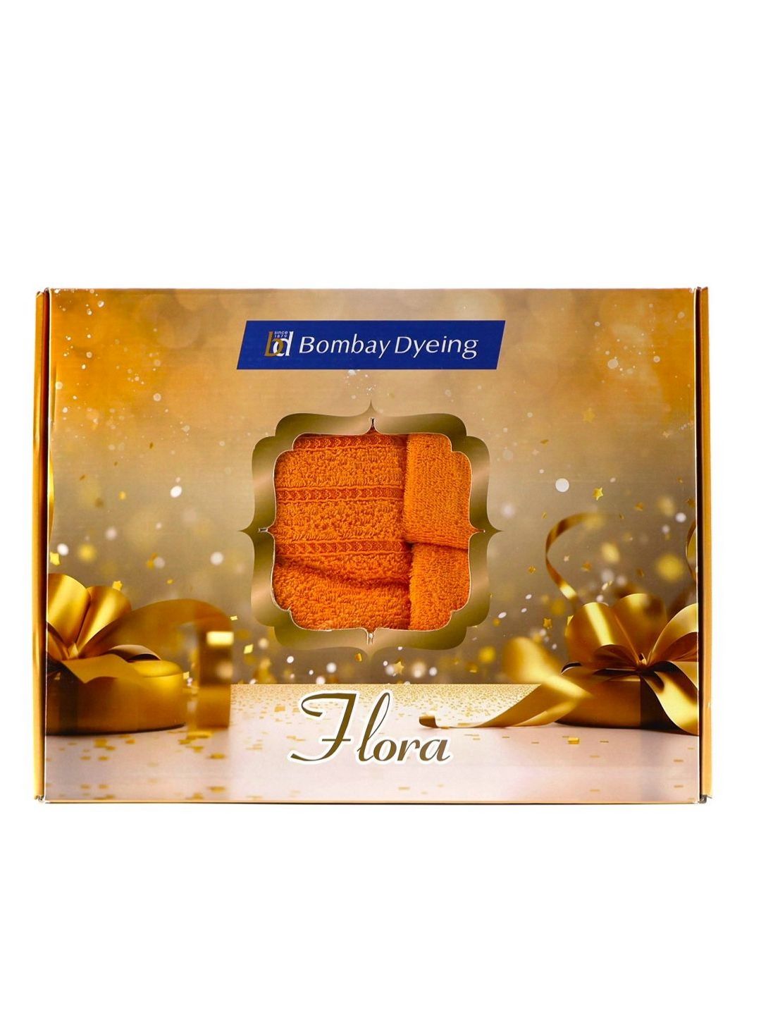 BOMBAY DYEING Orange 4 Piece Cotton 400 GSM Towel Set