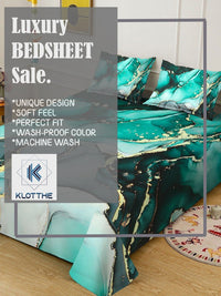 KLOTTHE Green & Black Abstract Printed Flat 300 TC King Bedsheet With 2 Pillow Cover