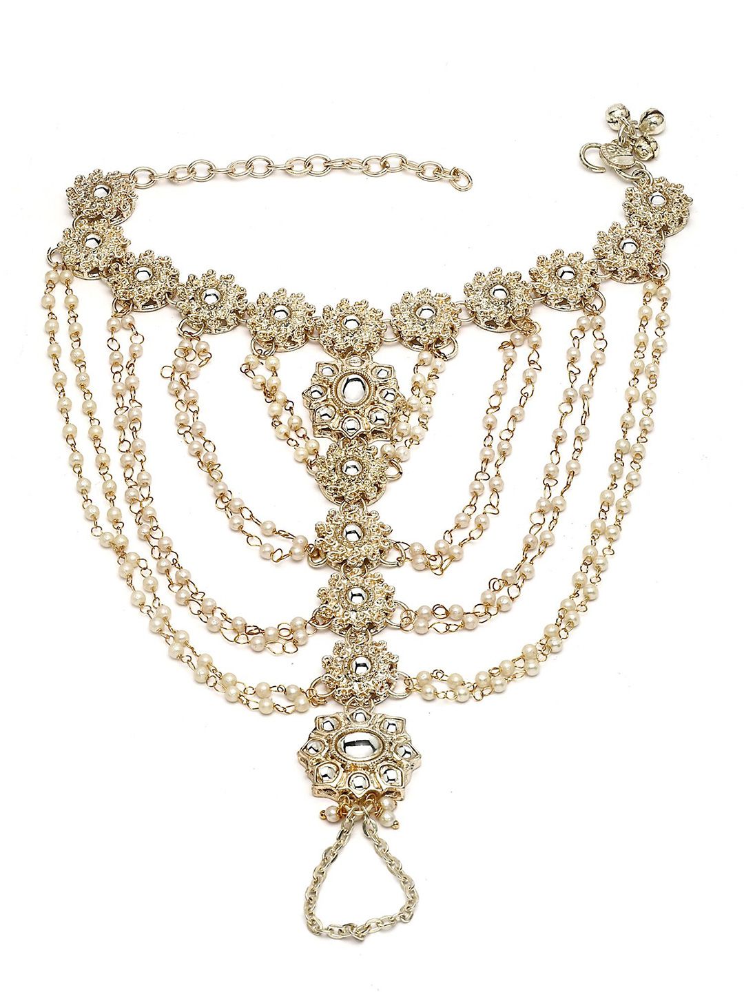 KARATCART Gold-Plated Kundan Studded Anklet