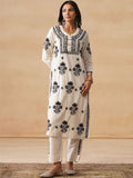 House of Chikankari Women Off White Cotton Chikankari Sulam Set Kurta
