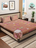 Myntra Elegant Homes Brown Floral Pure Cotton 400 TC Fitted King Superfine Bedsheet with 2 Pillow Covers-98 x 89 inches