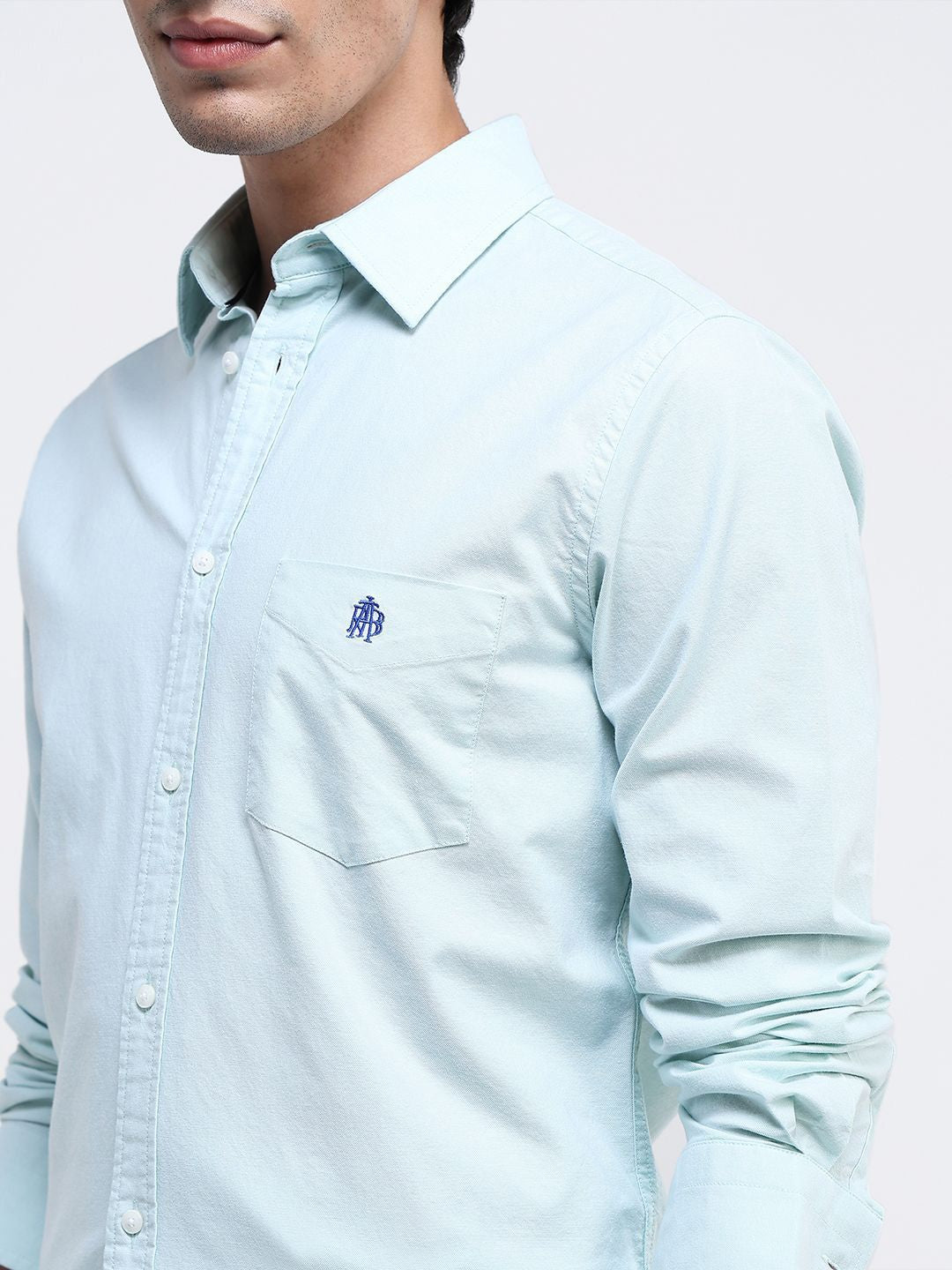 RARE RABBIT Men Comfort Spread Collar Solid Cotton Formal Shirt