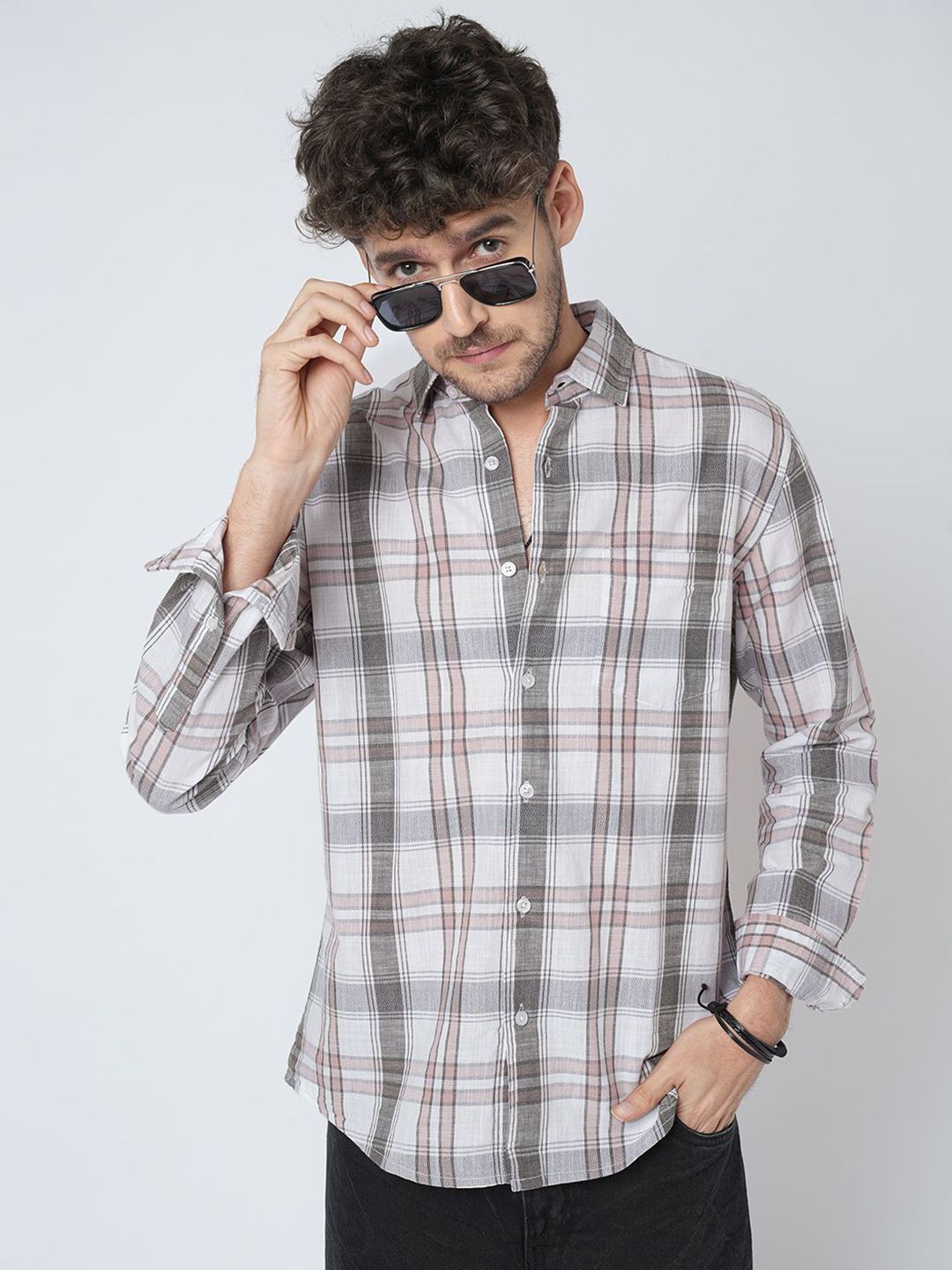 VASTRADO Classic Checked Slim Fit Pure Cotton Casual Shirt