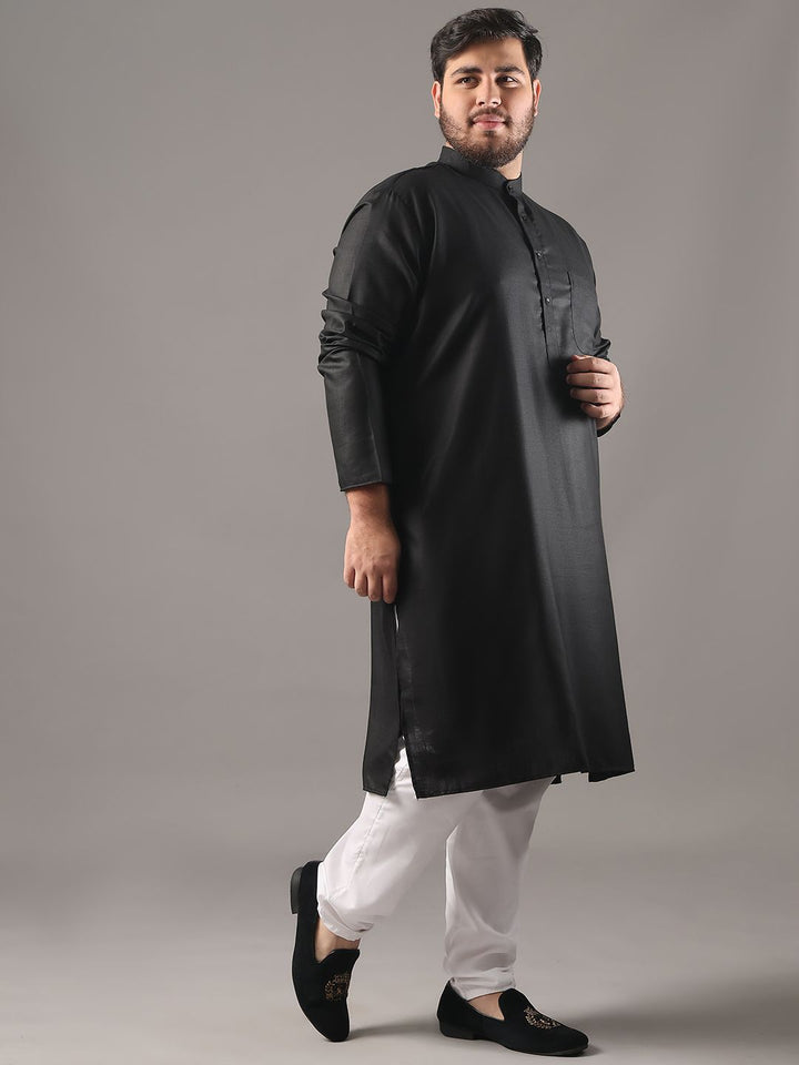 SOJANYA PLUS Plus Size Lelaki Band Collar Pure Cotton Kurta Lurus Dengan Piyama