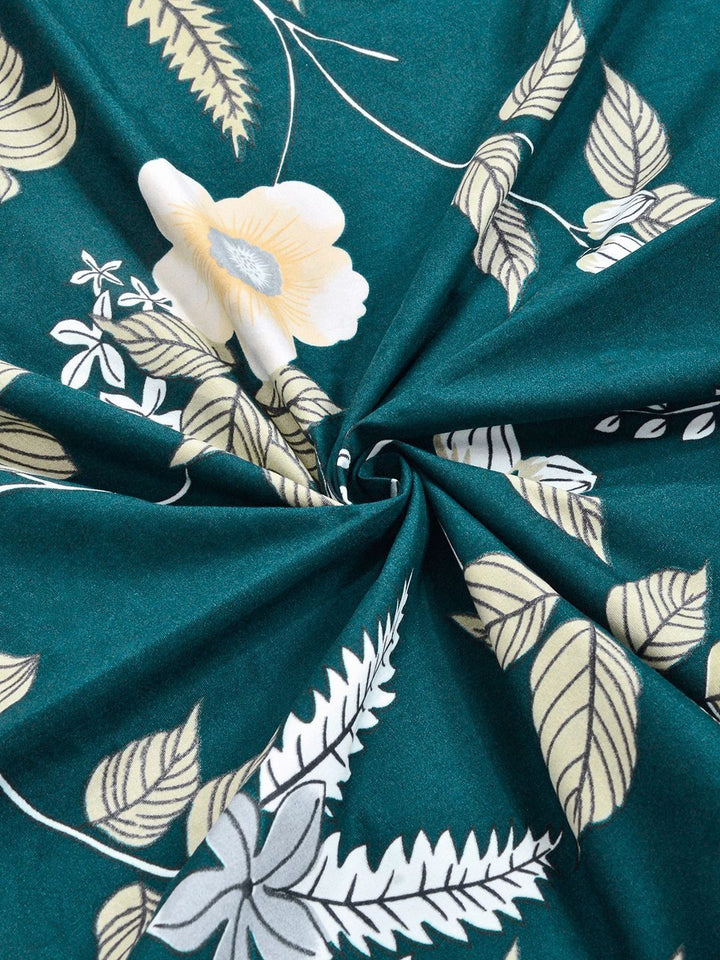 Myntra Elegant Homes Green Floral 300 TC King Cadar dengan 2 Sarung Bantal