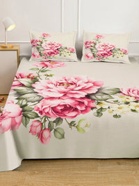 Myntra Elegant Homes Berwarna Krim Bunga 300 TC Cadar King dengan 2 Sarung Bantal