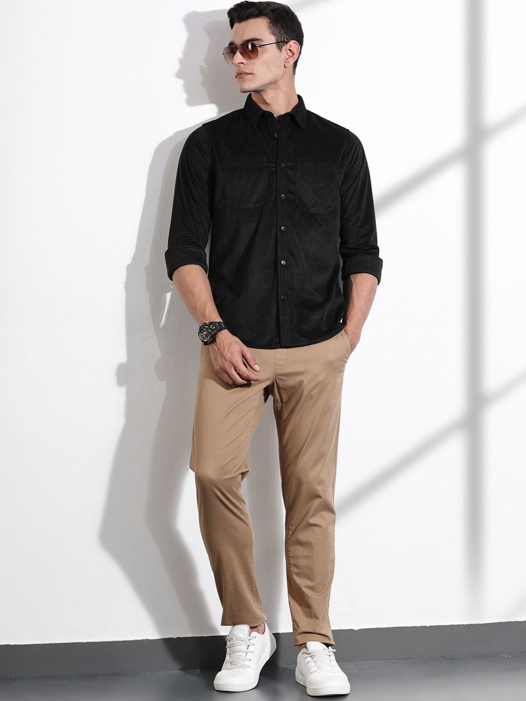 Thomas Scott Men Classic Slim Fit Opaque Casual Shirt