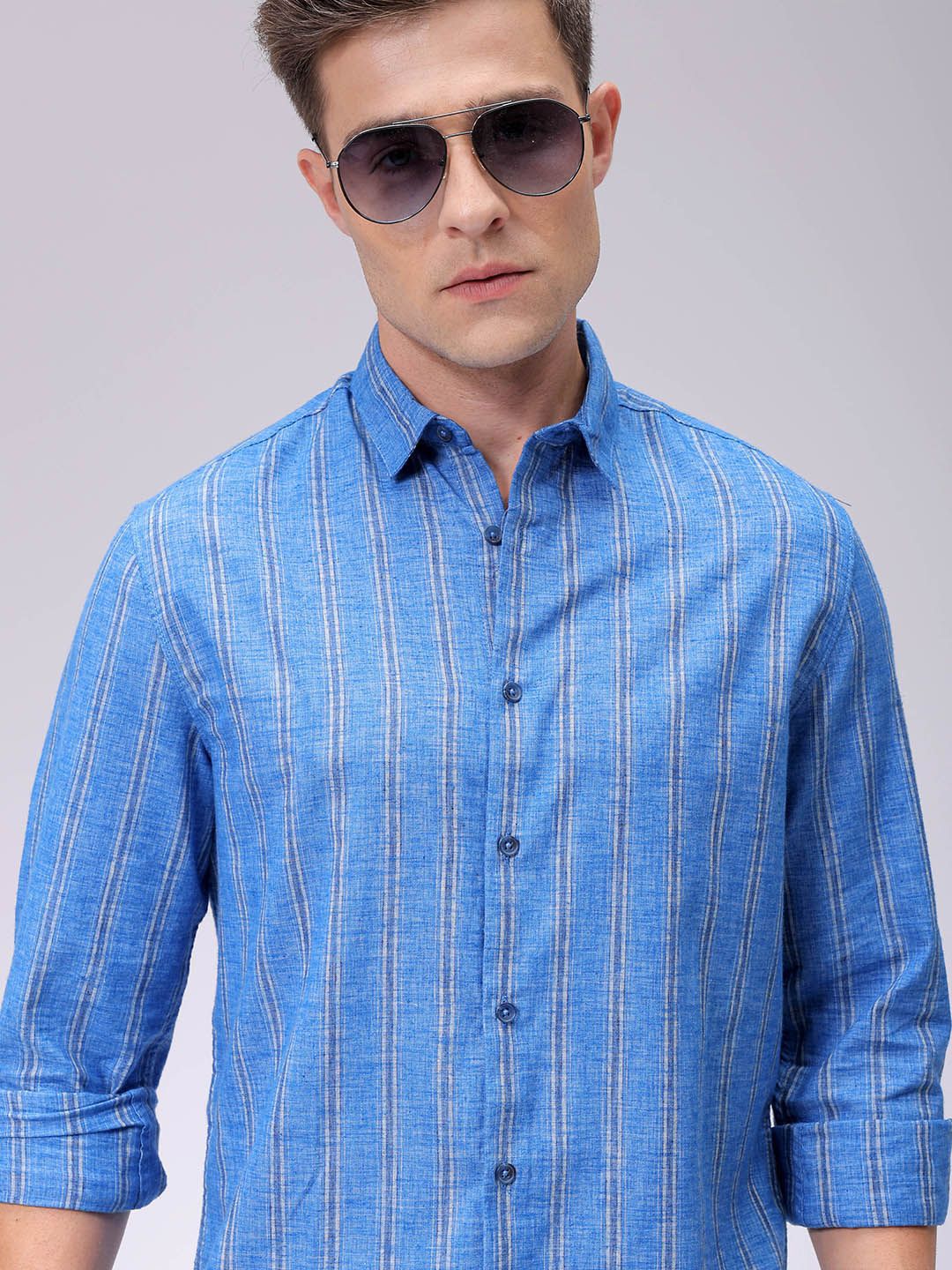 The Indian Garage Co Men Slim Fit Multi Stripes Opaque Striped Casual Shirt