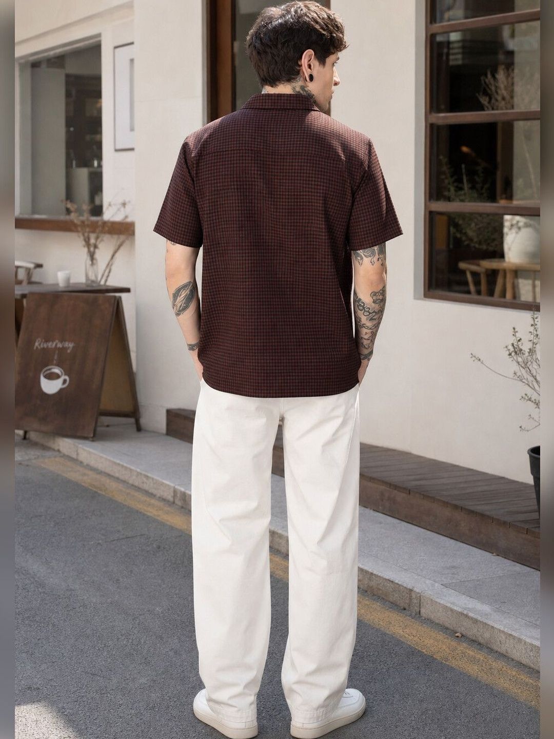 Eszett Gramophone Cuban Collar Cotton Shirt